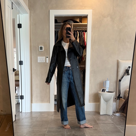 12th Tribe Jackets & Blazers - 12th Tribe Faux Black Leather Trench Coat